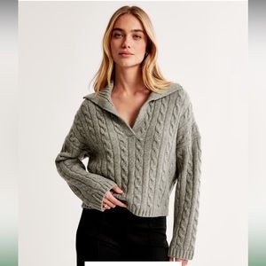 A&F Cable Notch-Neck Sweater